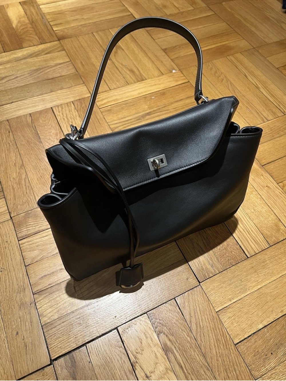 Balenciaga Rodeo Bag Medium Black Leather Silver Hardware Brand New Authentic
